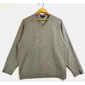 100% Cashmere Rossi Sweater Mens Medium V Neck Gray Pullover Classic
